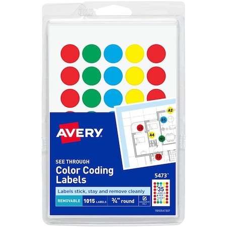 Avery Label, Dots, See-Thru, 3/4Dia 1000PK AVE05473